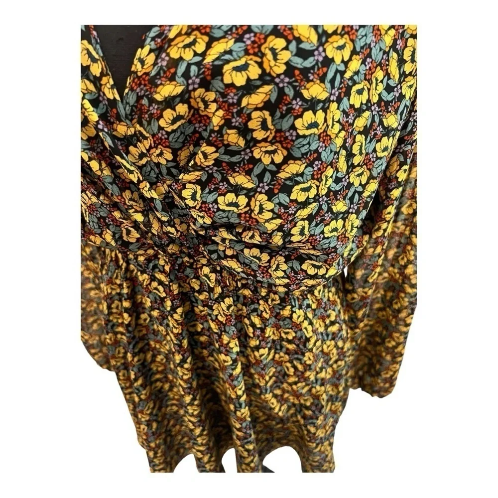 Zara Floral Print Long Sleeve Mini Dress Medium